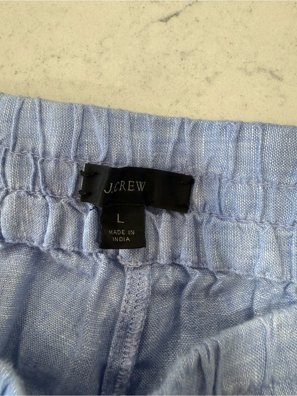 J.Crew Wide-Leg Linen Drawstring Pants Light Blue Chambray Regular L Cropped - Picture 5 of 6